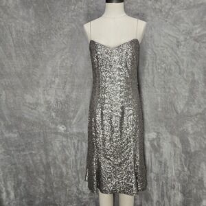 Banana Republic L'wren Scott Sequin Dress Silver Sz 10 Showgirl Party Glam